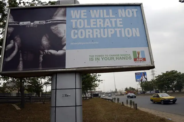 Election poster saying "we will not tolerate corruption"