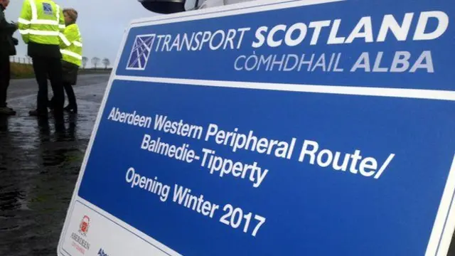 Road sign at the Aberdeen Western Peripheral route