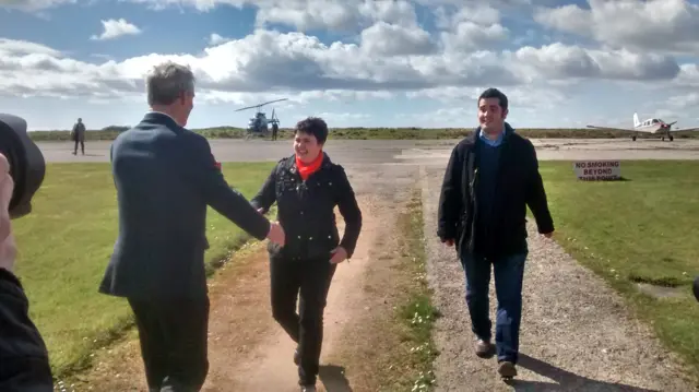 Scottish Conservative leader Ruth Davidson arrives at Longside Airfield