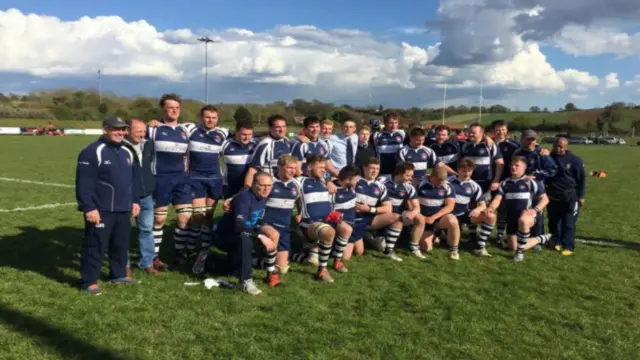 Sudbury players and staff celebrate promotion