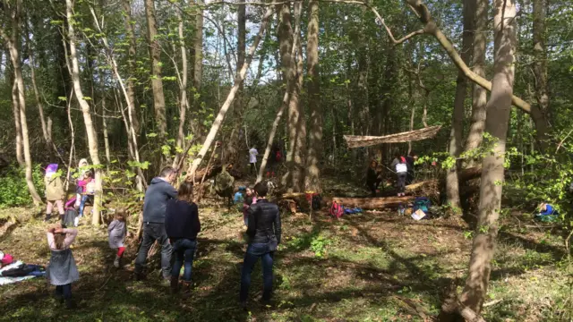 Children from Bealings School enjoying activities in Playford Woods