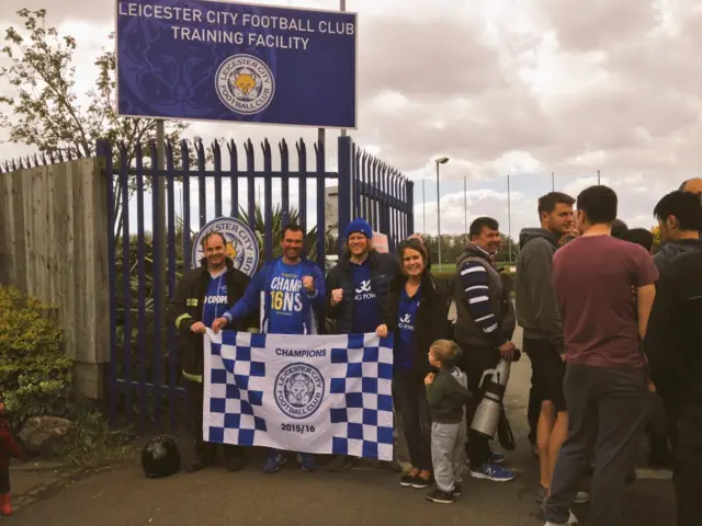 Fans outside the training ground