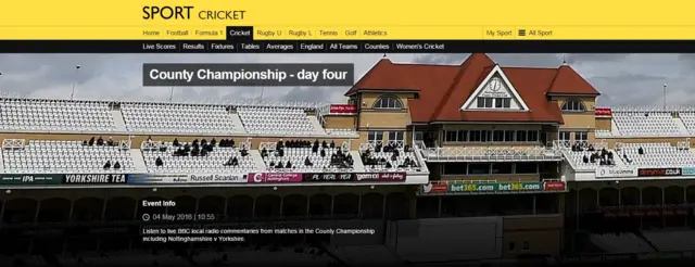 Listen to live BBC local radio commentaries from matches in the County Championship.