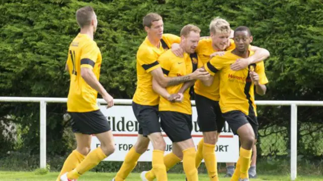 Mildenhall Town players celebrating