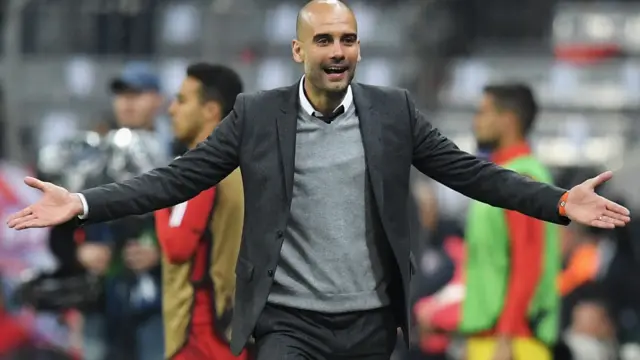 Pep Guardiola reacts