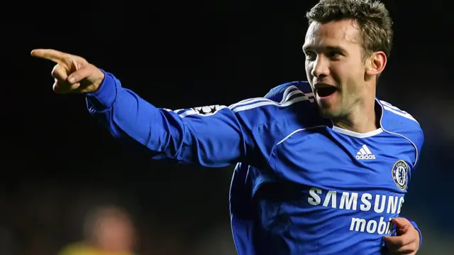 Andriy Shevchenko celebrates playing for Chelsea