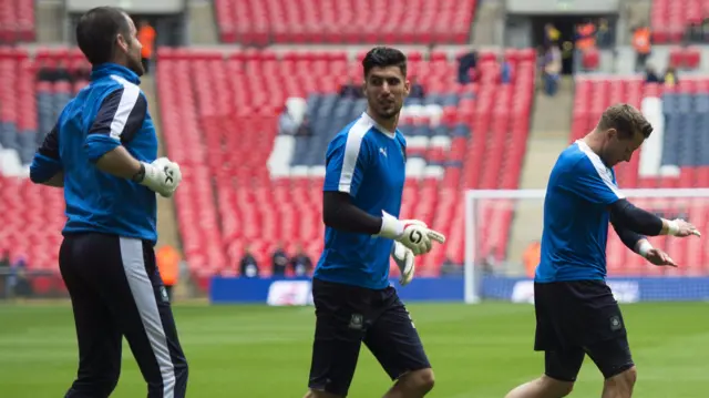 Plymouth players warm up