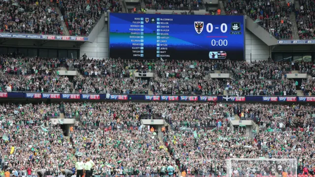 Wembley scoreboard at half-time