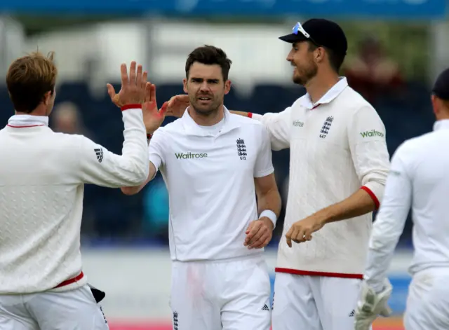 James Anderson celebrates