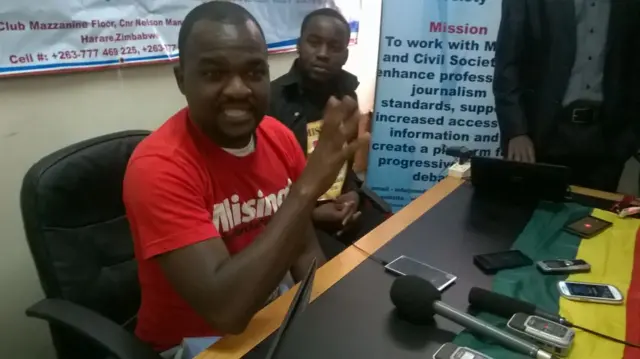 Patson Dzamara at a press conference