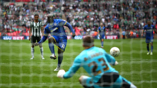 Adebayo Akinfenwa scores at Wembley