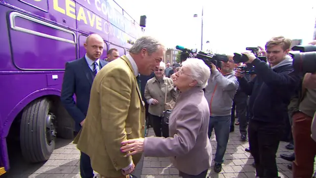 Nigel Farage meets the public on a visit to Birmingham