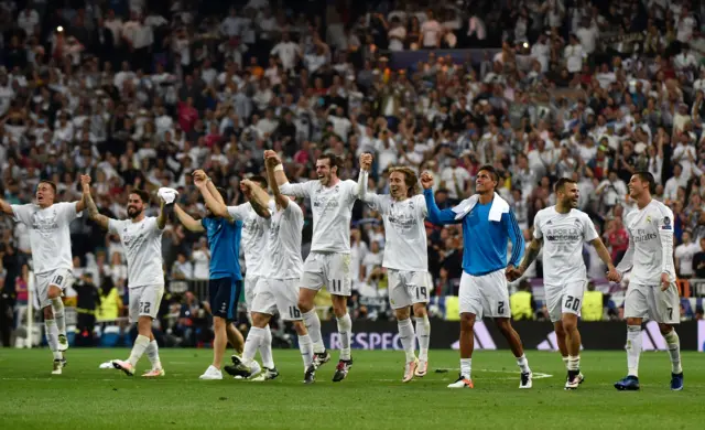 Real Madrid players celebrate