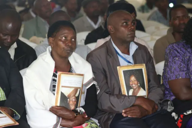 People attending Lucy Kibaki's funeral service in Nairobi, Kenya