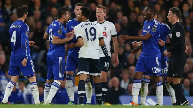 Chelsea and Tottenham players