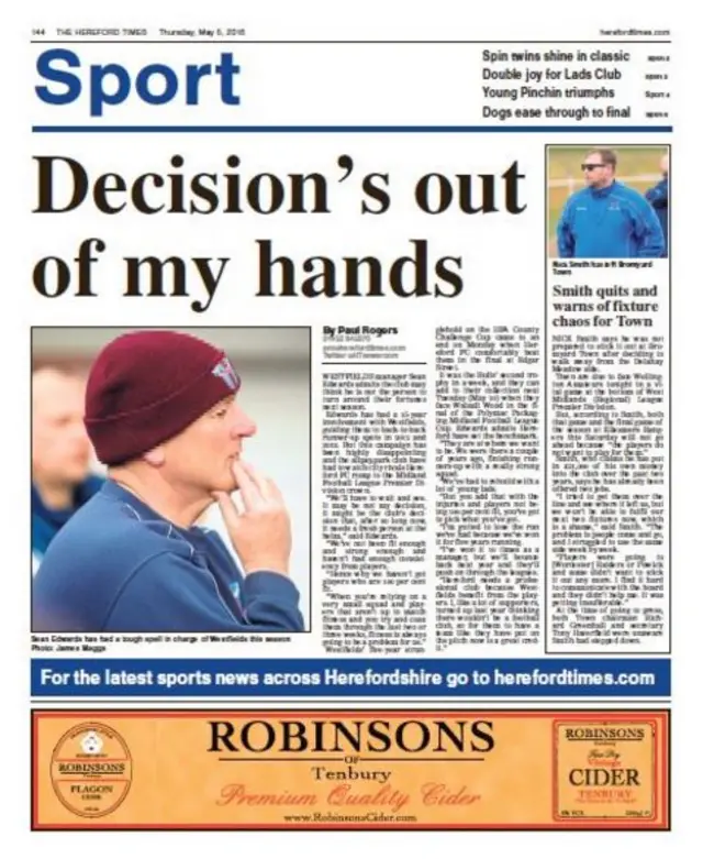 Hereford Times back page