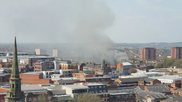 Derelict factory fire in Hockley