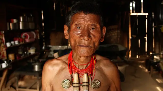 Pusutsa, an 85-year-old former headhunter from Sangtam tribe, northeast India