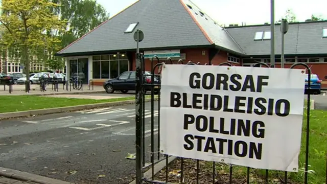 A polling station in Cardiff