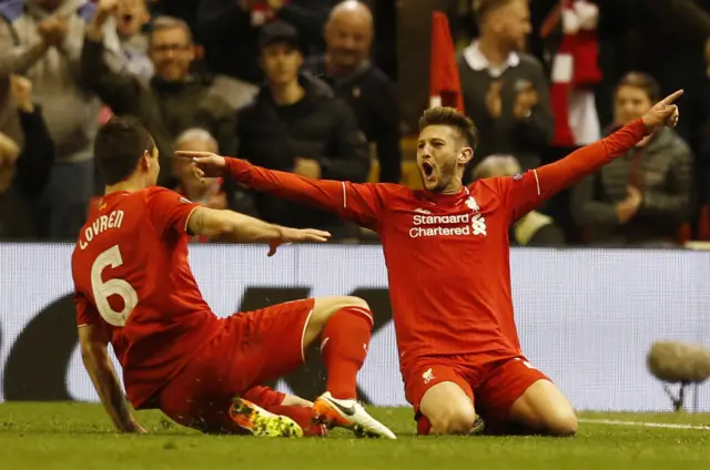 Adam Lallana celebrates