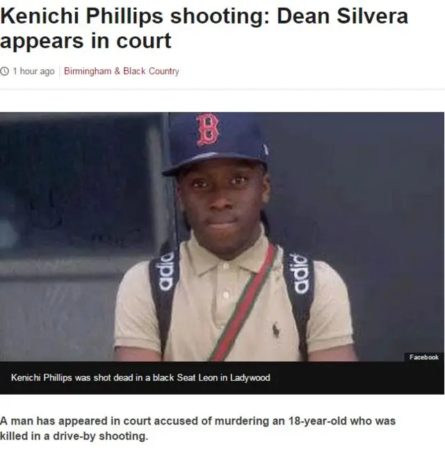 Screen grab of online story