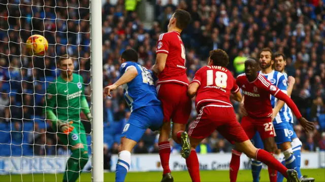 Middlesbrough score at Brighton