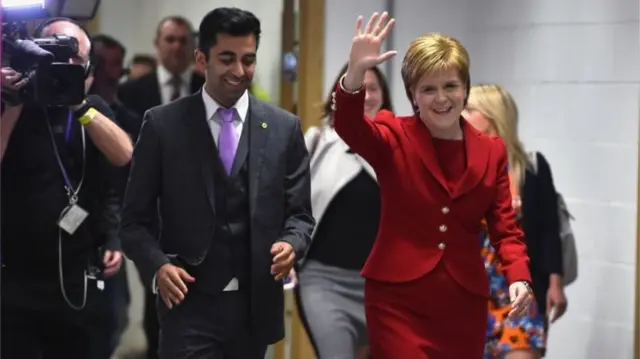 Nicola Sturgeon was in confident mood as she arrived at the Glasgow count