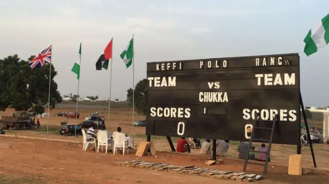 A scoreboard at Keffi Polo Ranch, Nigeria