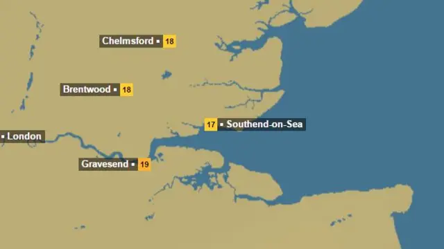 Weather map for Essex