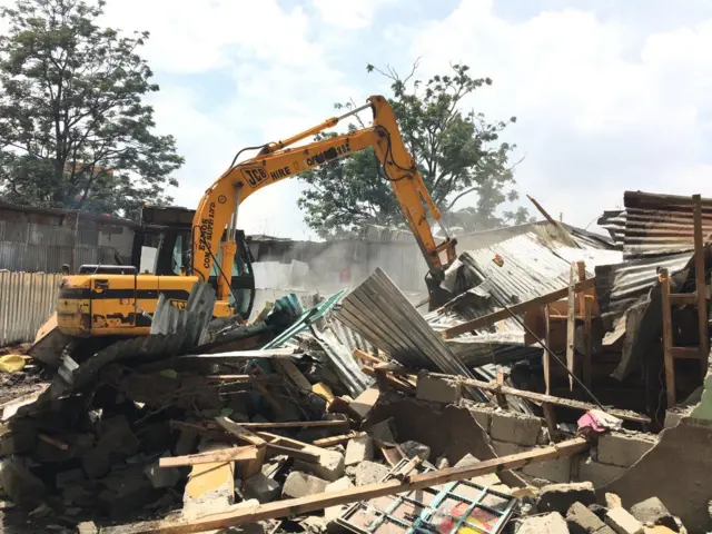 Building being demolished