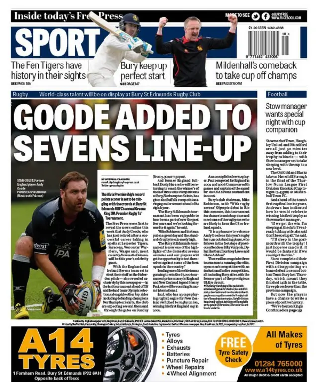 Back page of Bury Free Press