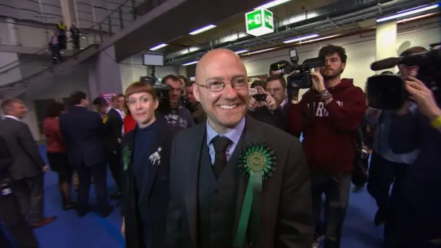 Scottish Green Party co-convener Patrick Harvie arrives at the Emirates Arena in Glasgow