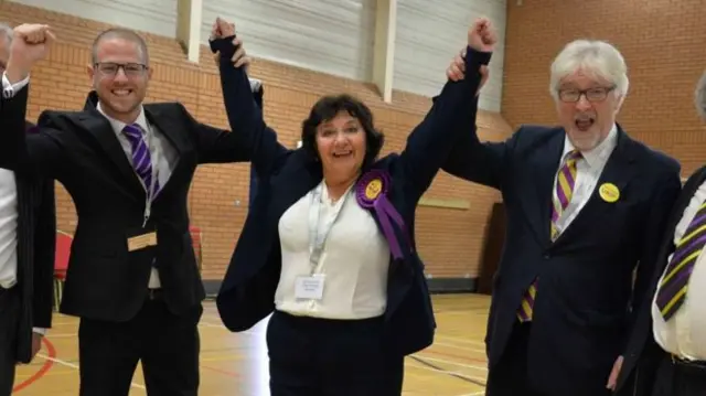 UKIP's Caroline Jones celebrates becoming an assembly member