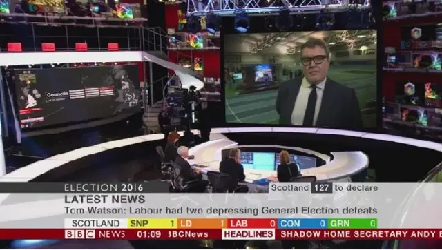 Tom Watson being interviewed on the BBC News Channel