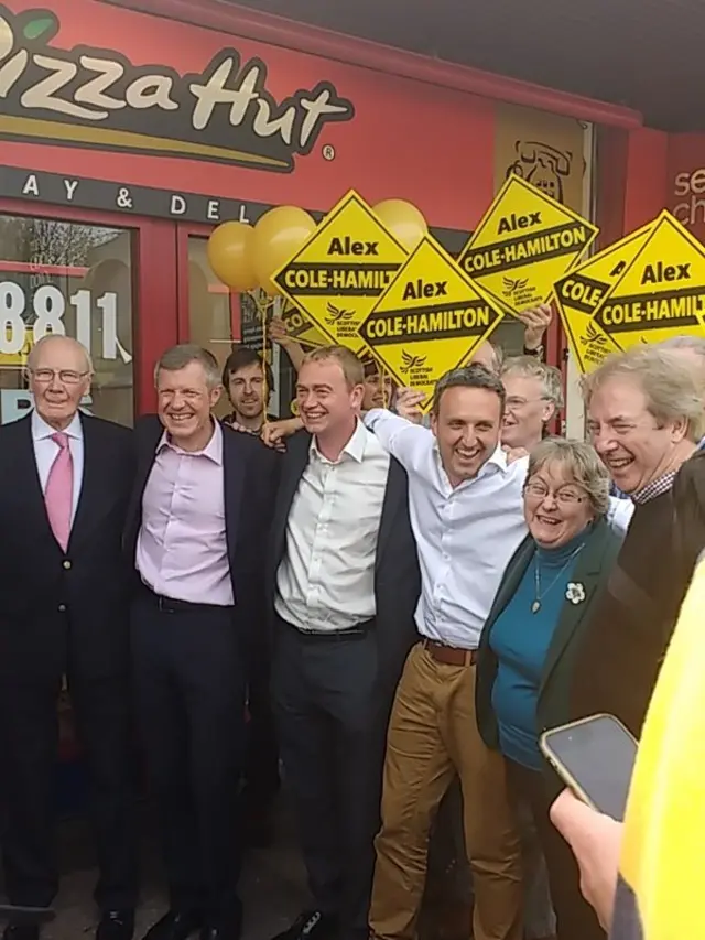 Winning Lib Dem MSPs with Tim Farron and Ming Campbell