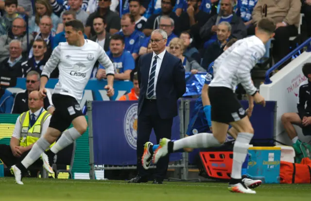 Everton in action at Leicester