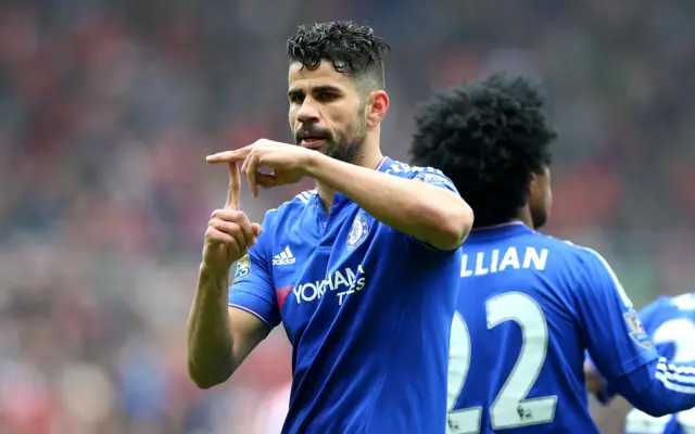 Diego Costa of Chelsea celebrates