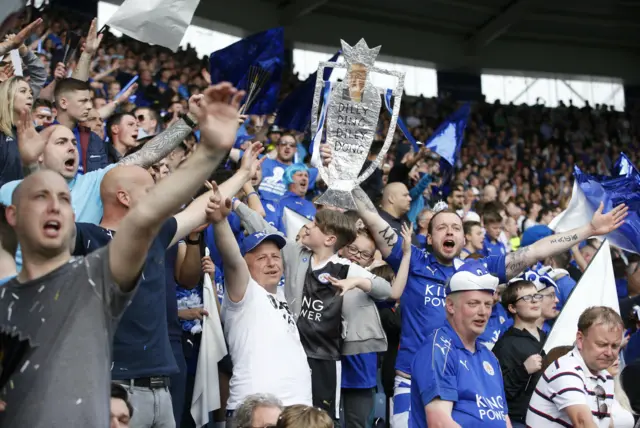 Leicester fans celebrate