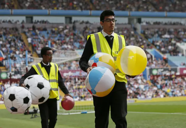 Stewards take away blow up balls