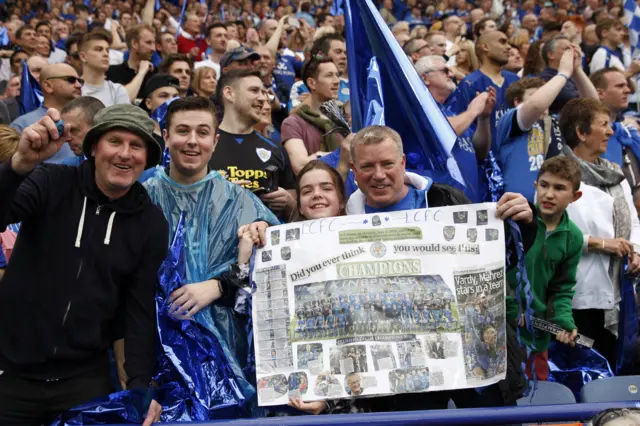 Leicester fans celebrate