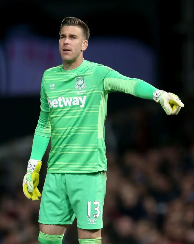 West Ham goalkeeper Adrian