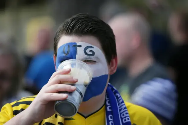 Man with Up The Gas facepaint