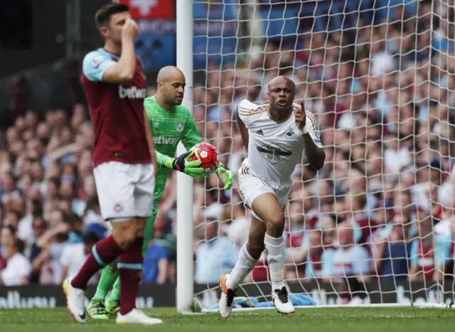 Swansea's Andre Ayew celebrates