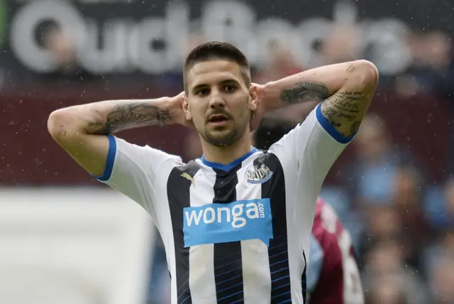 Aleksandar Mitrovic reacts