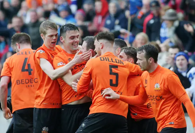 Glenavon players celebrate