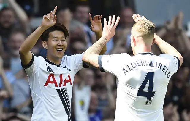 Son Heung-Min of Tottenham Hotspur celebrates