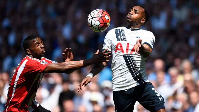 Danny Rose controls the ball