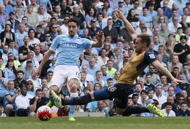 Jesus Navas is tackled