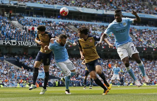 Kelechi Iheanacho heads at goal