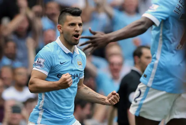 Sergio Aguero celebrates